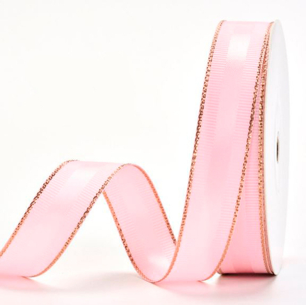 Лента Репсовая с серебряной нитью чайная роза