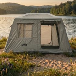 Надувная палатка UNIX Camp Vega 3х2 серый (+ навес)