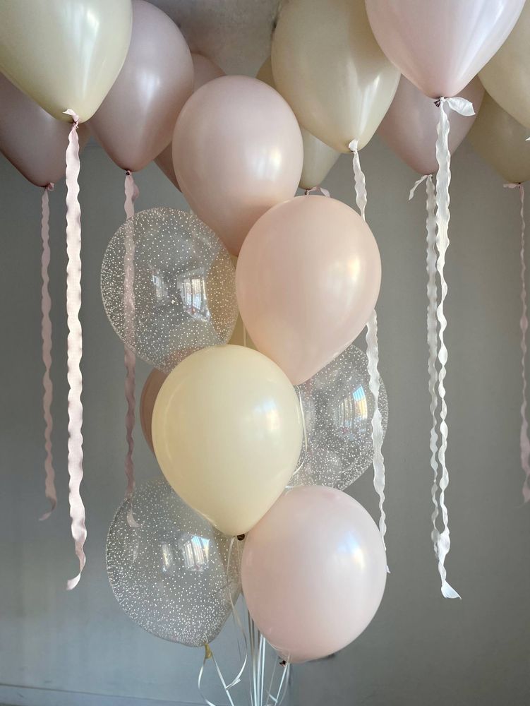 Воздушные гелиевые шары под потолок на волнистой ленте №4823