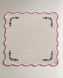 ZARA HOME КУХОННЫЕ ПОЛОТЕНЦА С РОЖДЕСТВЕНСКОЙ ВЫШИВКОЙ И КОНТРАСТНОЙ ОТДЕЛКОЙ (НАБОР ИЗ 2 ШТ.), КРАСНЫЙ