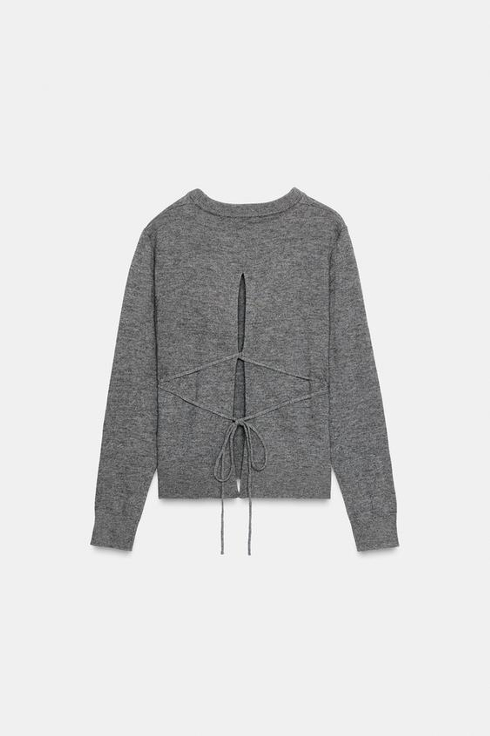 ZARA ДЖЕМПЕР С ОТКРЫТОЙ СПИНОЙ И ШНУРОВКОЙ, СЕРЫЙ