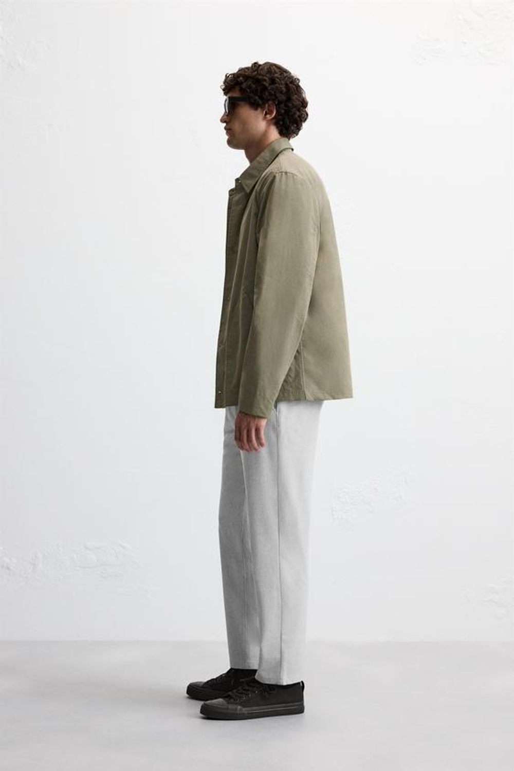 ZARA БРЮКИ КОМФОРТНОЙ ПОСАДКИ ИЗ РЕЛЬЕФНОЙ ТКАНИ, СЕРЫЙ С МЕЛАНЖЕВЫМ ЭФФЕКТОМ