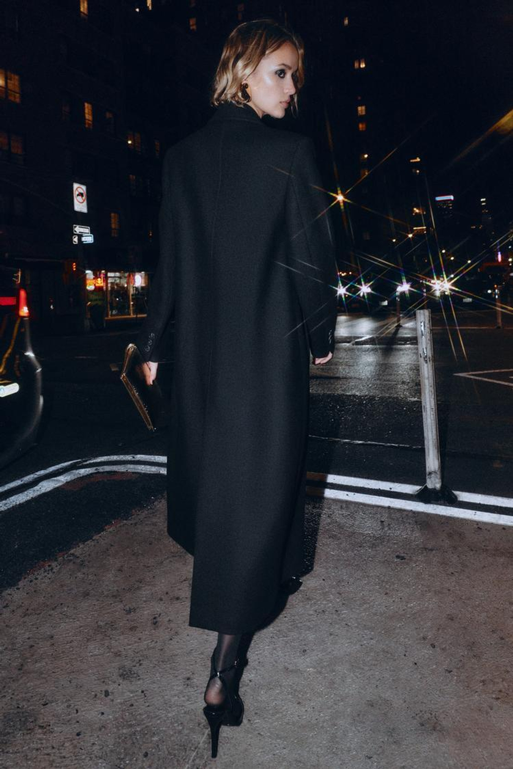 ZARA ДЛИННОЕ ДВУБОРТНОЕ ПАЛЬТО, ЧЕРНЫЙ