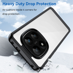 Усиленный чехол для Xiaomi Redmi Note 14 Pro+, увеличенные защитные свойства, мягкий отклик кнопок, боковые рамки черного цвета