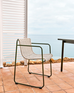 Стул Maurina из оцинкованной стали зеленого цвета и экрю и серым шнуром