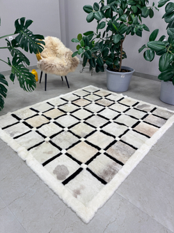 Ковер прямоугольный натуральный мех овчина, 210 х 170 см.