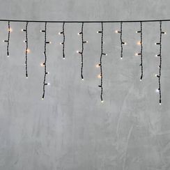 Светодиодная бахрома с колпачком 3,1*0,5 м., 120 экстра теплых белых LED ламп, мерцание, каучуковый черный провод, LTC (LL120BLW-1-2EWW)