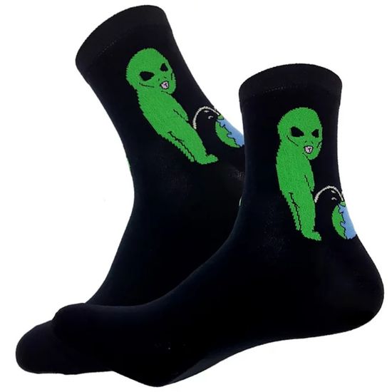 Носки "Инопланетянин и планета Земля", р-р 36-40 (черный)