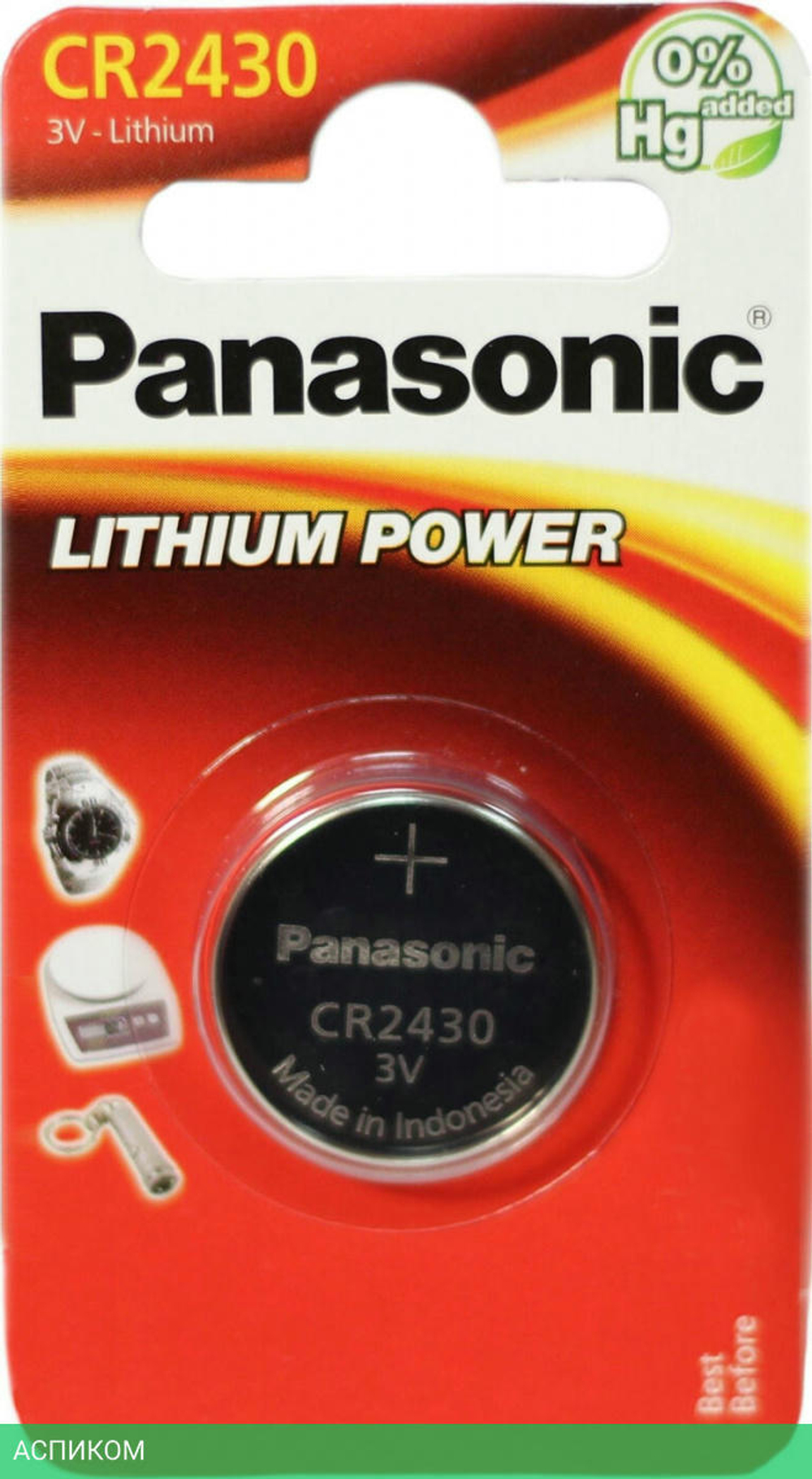 Батарейка Panasonic Lithium CR2430 BL1 (CR-2430EL/1B)