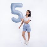 Шар (40''/102 см) Цифра, 5 Slim, Небесный, 1 шт. в уп.