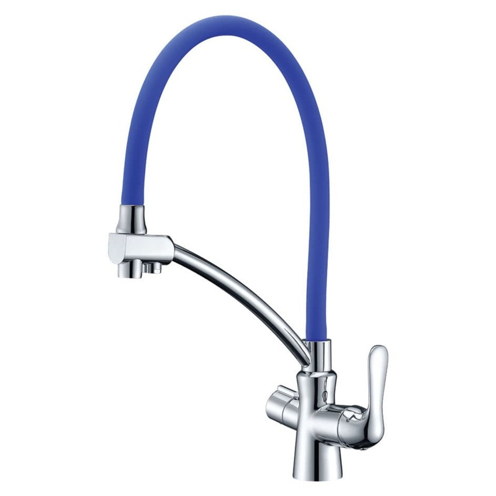 LM3070C-Blue Комфорт Смеситель для кухни, с гибким изливом,  с подключением к фильтру питьевой вод