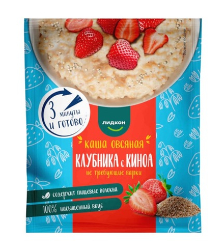 Хлопья овсяные "Клубника с киноа" не требующие варки 35г. Лидкон
