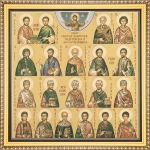 Икона "Собор целителей", рама 28х28, в коробке