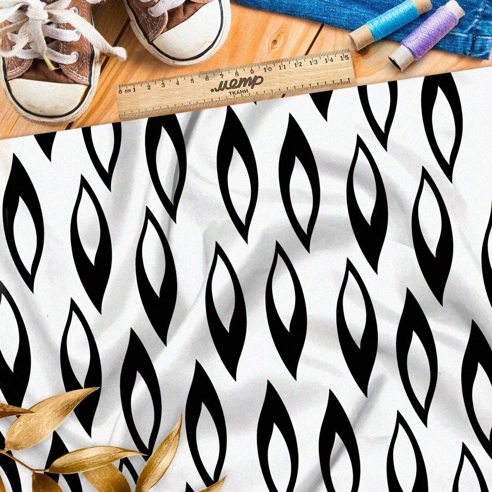 Ткань премиум дюспо черно-белый ретро