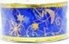 Лента для украшения узкая синяя с серебром, 3,5 см.х2,7 м. (523071)