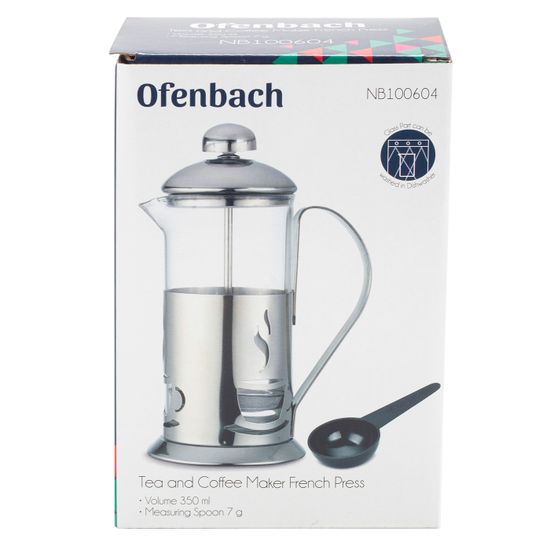 Френч-пресс 350 мл. с мерной ложкой Ofenbach NB 100604 (стекло, нержавеющая сталь)