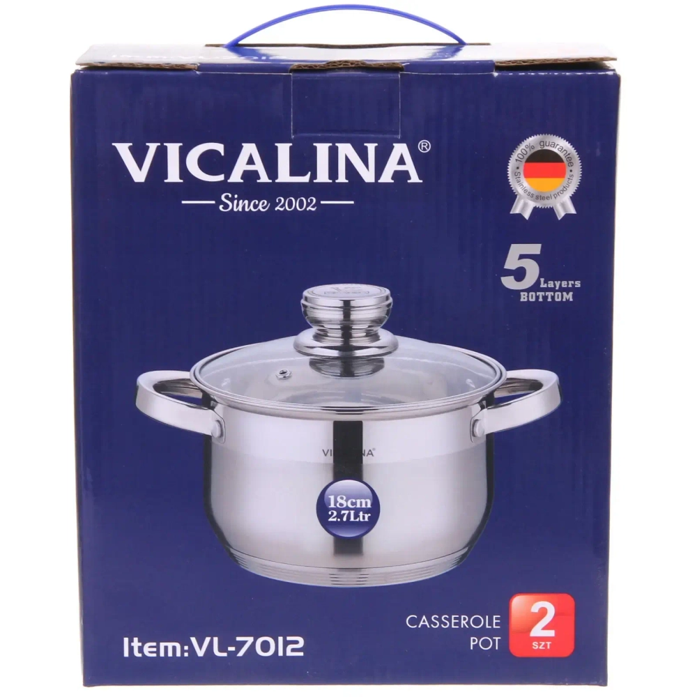 Кастрюля из нержавеющей стали VICALINA 2,7л, индукция, VL-7012