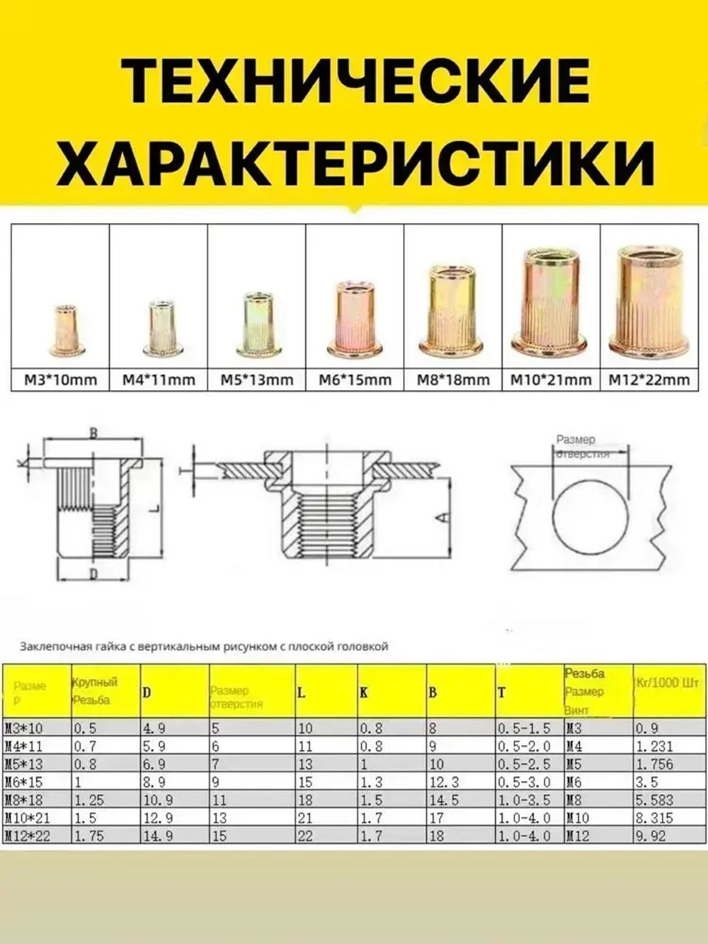 Клепальник на шуруповерт / инструмент для установки резьбовых заклепок / резьбовые заклепки M8