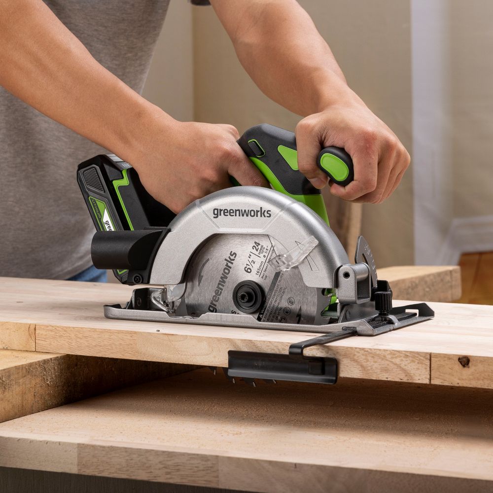 Циркулярная пила аккумуляторная Greenworks Арт. 1501607, 24 V, бесщеточная, 57 мм, без АКБ и ЗУ