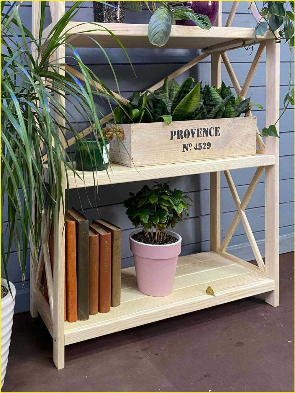 Стеллаж деревянный напольный Юск из массива сосны 5 полок