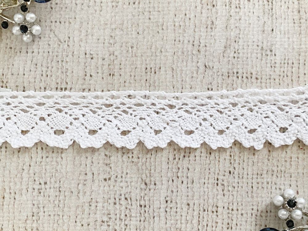 Кружево хлопковое/Тесьма вязаная, ш. 2,2 см, белый
