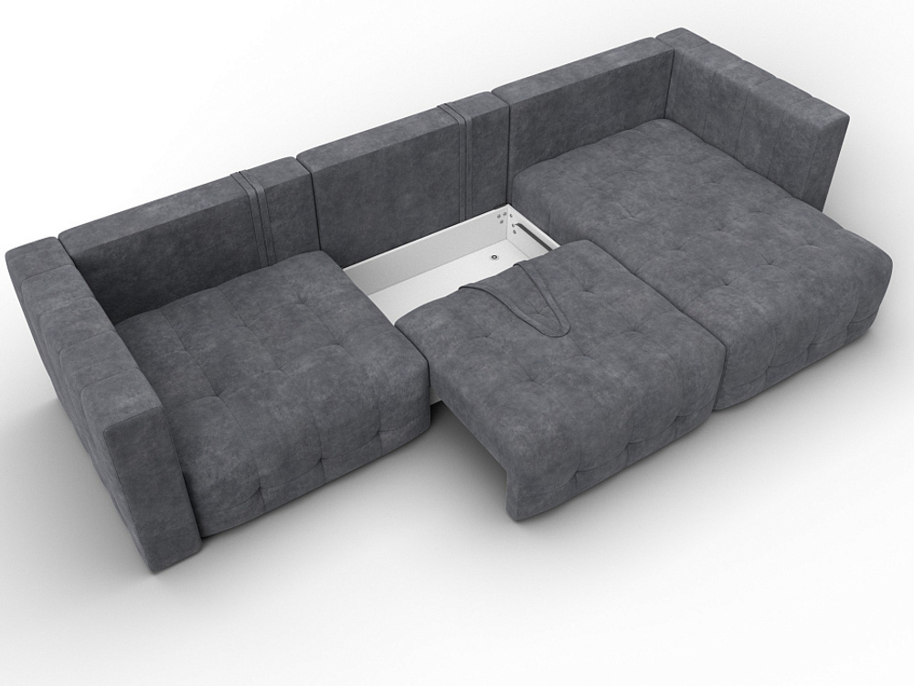 Диван угловой Лига-052 НПБ Лонг угол универсальный, BRUT 16 ВЕЛЮР темно-серый