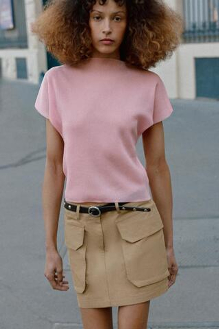 ZARA ТОП В РУБЧИК, НЕОНОВЫЙ РОЗОВЫЙ