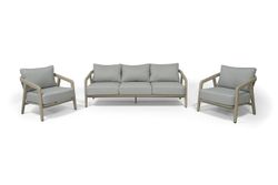 "Брюссель" лаунж-зона из искусственного ротанга на 5 персон, цвет серый, каркас под дерево (холодно-бежевый)