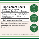 Double Wood Supplements - Shilajit Resin - 120 x 500 mg capsules