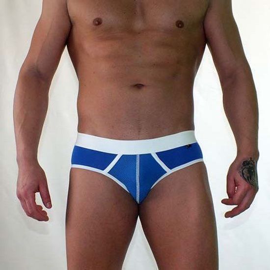 Трусы мужские брифы синие  спереди вставка из сетки Van Baam VB-38136