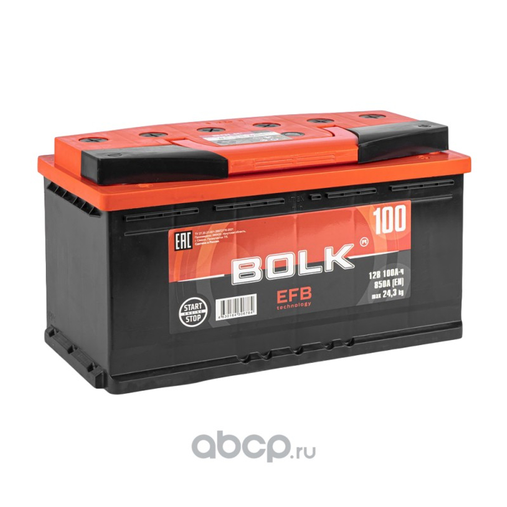 Аккумулятор BOLK EFB 100 А/ч обратная R+ 353х175х190 EN 850A РОССИЯ