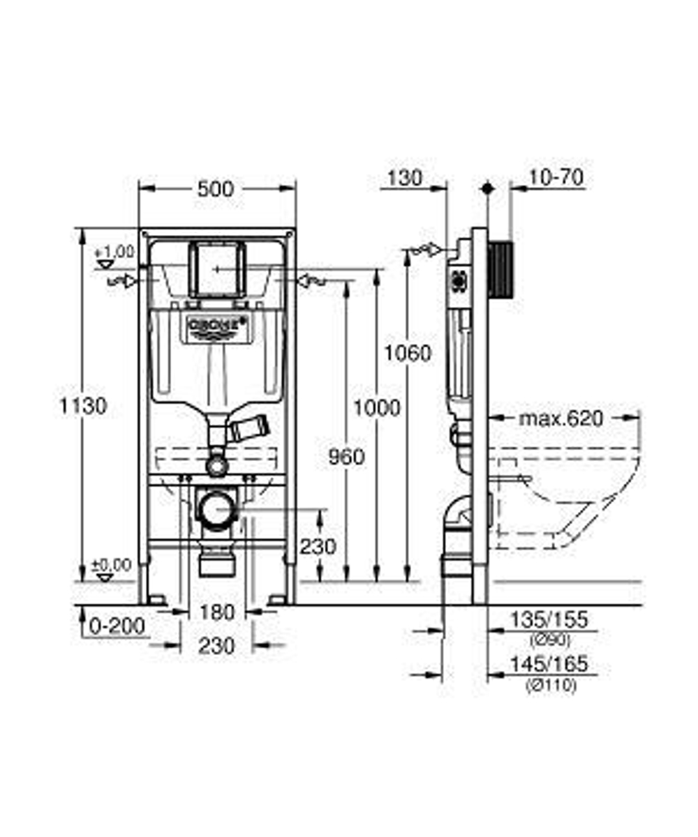 Инсталляция для подвесного унитаза Grohe Rapid SL 39002000