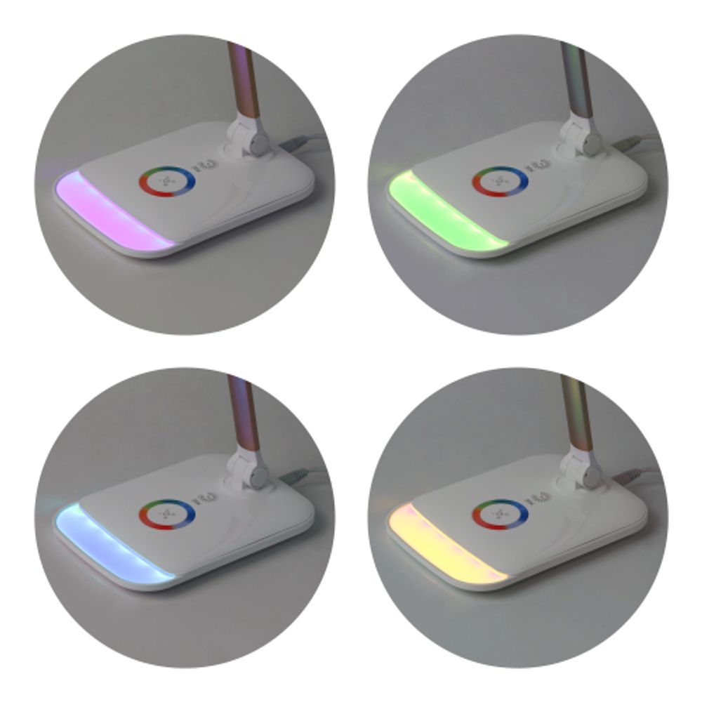 Настольный светильник ЭРА NLED-460-14W-W-G светодиодный с ночником на основании белый с золотом | Светодиодные настольные лампы