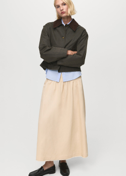 Джинсовая парка с вельветовым воротником