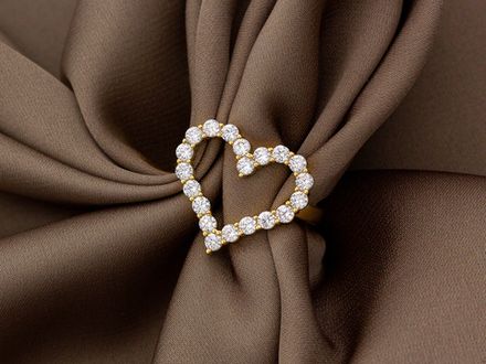 Кольцо "Сердце" 17мм, со стразами