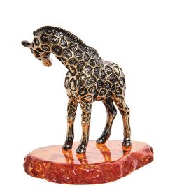 Народные промыслы AM-2722 Фигурка «Жираф Нубийский» (латунь, янтарь)