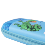 Пенал EVA Alingar, 1 отделение 1 откидная планка, карман сетка, молния, объемный рисунок, 95 х 220 мм, "Динозавры" (крас,голуб, бирюз)