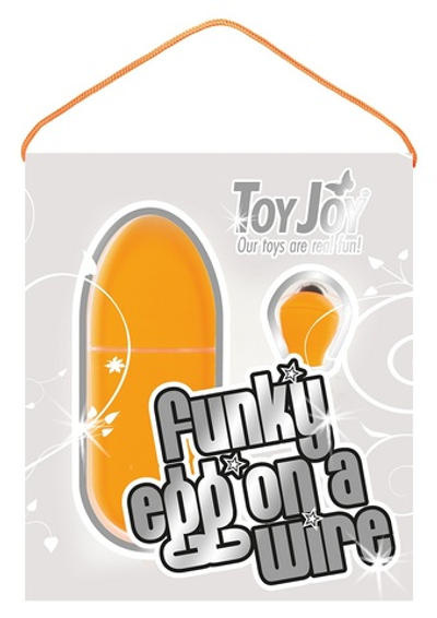 Оранжевое виброяйцо FUNKY EGG ON A WIRE - 7,5 см.