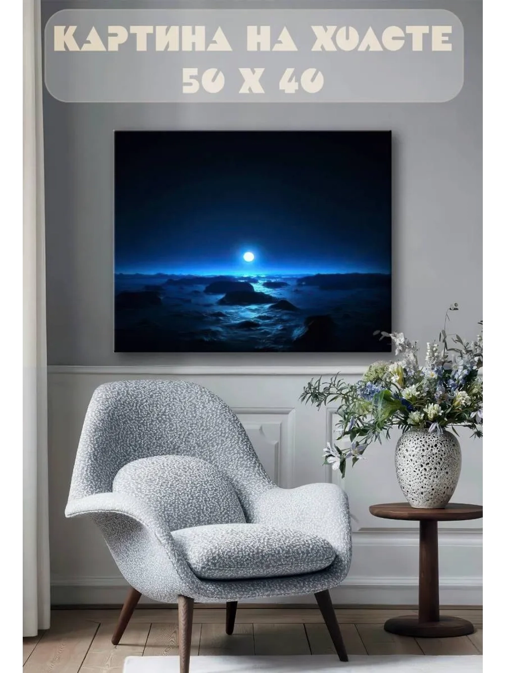 Картина на стену 40 X 50 Ночное море