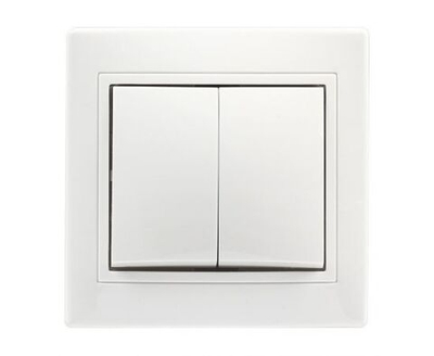 Выключатель Smartbuy 2-клавишный 10А, керамика "Венера" (SBE-01w-10-SW2-0-c), белый