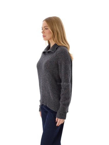 Темно-серый шерстяной свитер с цветным люрексом