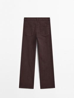 Massimo Dutti Джинсы прямого кроя с карманами, гранатовый