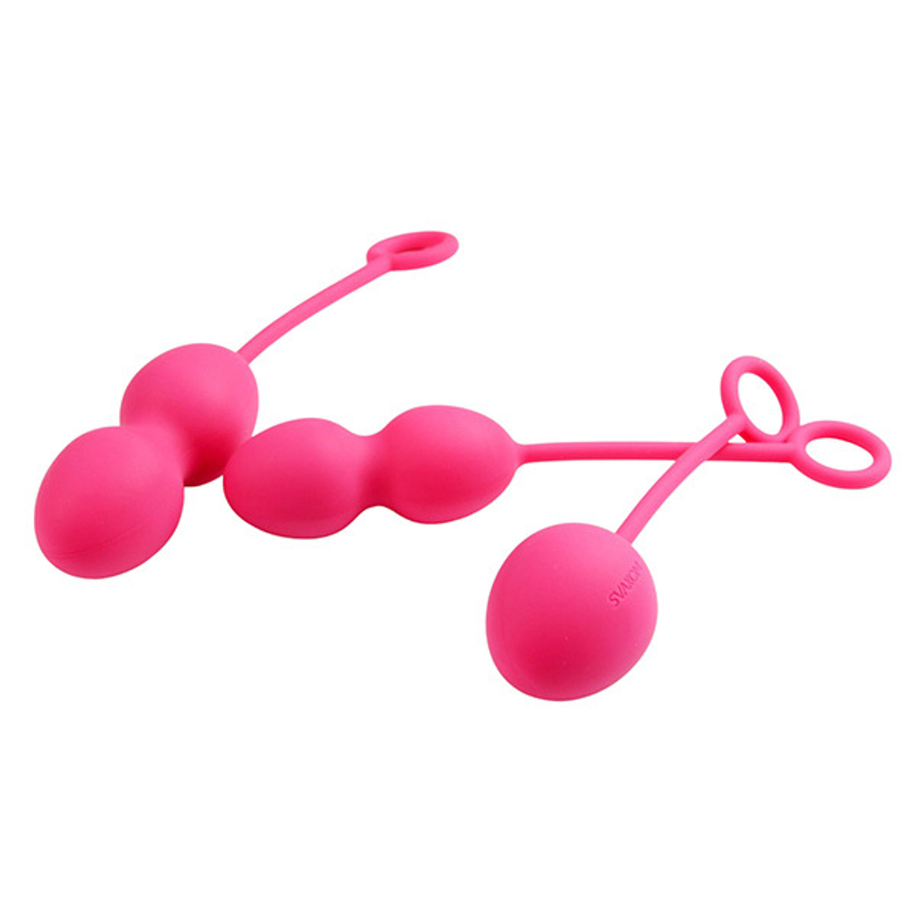 Набор розовых вагинальных шариков со смещенным центром тяжести Svakom Nova Ball Weighted Kegel with Cord Set SSYB-01-PMR