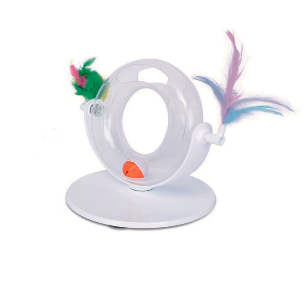 Игровая M-PETS база с мячиком и перьями для кошек , 26х21х16 см