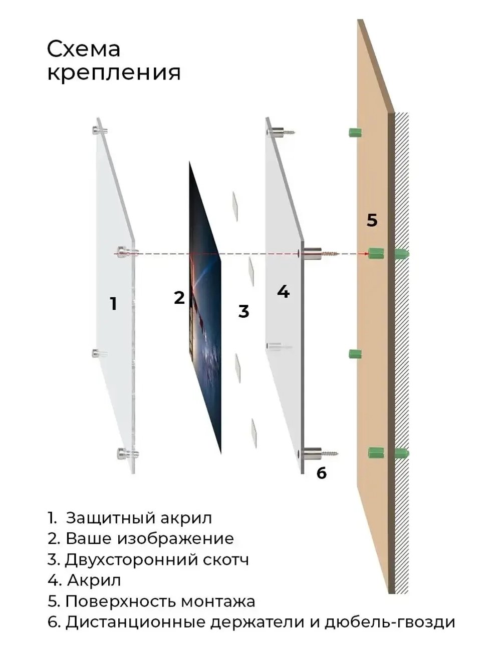 Рамка прозрачная акриловая табличка в офис А4 на держателях