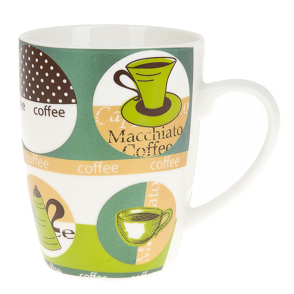 Кружка керамическая "Macchiato" v=370мл. (4вида) (min12) (транспортная упаковка)