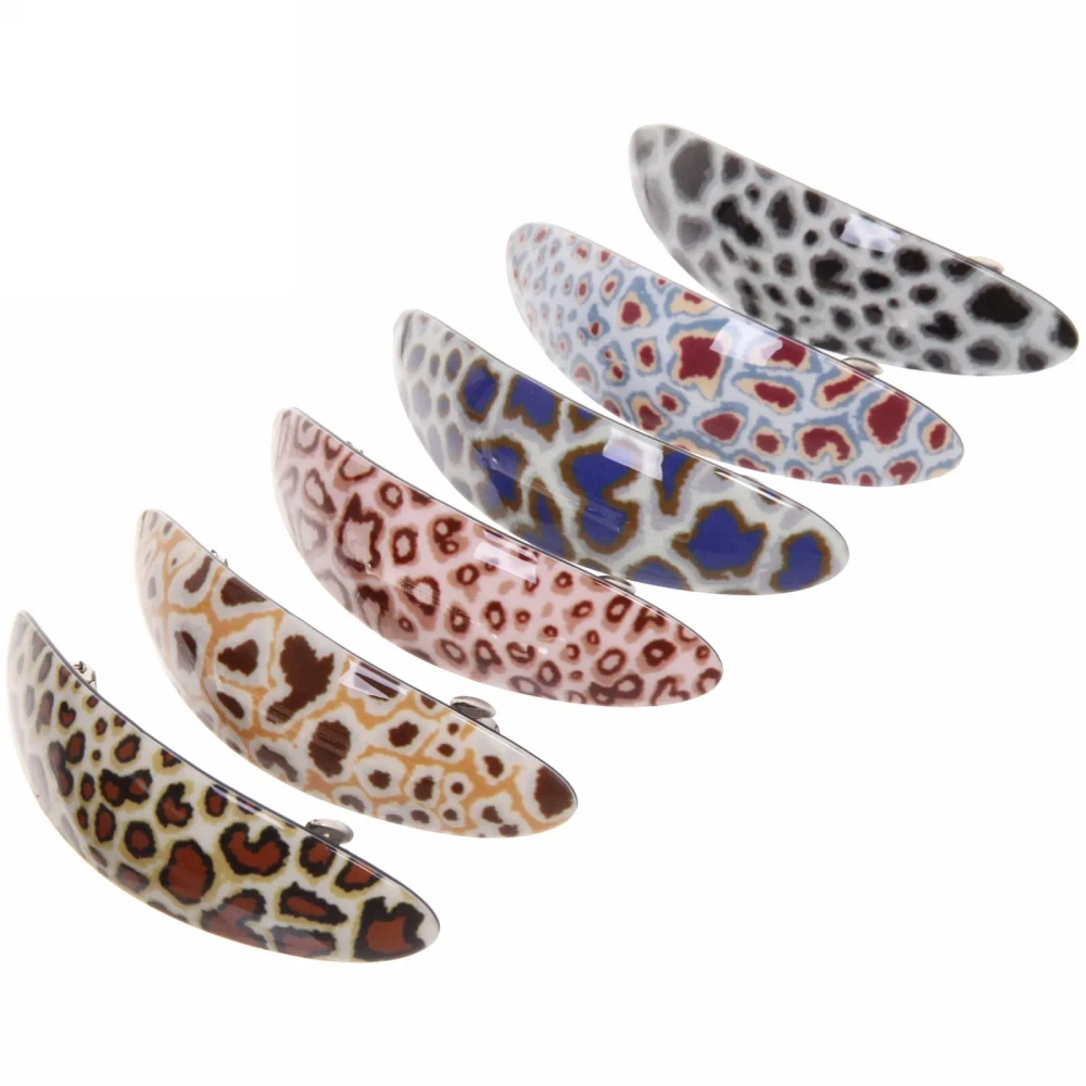 Заколка автомат «Lady Collection - Сафари», овал, 6 цветов, 9*2,5см (Кокетка)