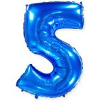 FM Шар 40" / 102 см "Цифра 5" Синий (БГ-60)