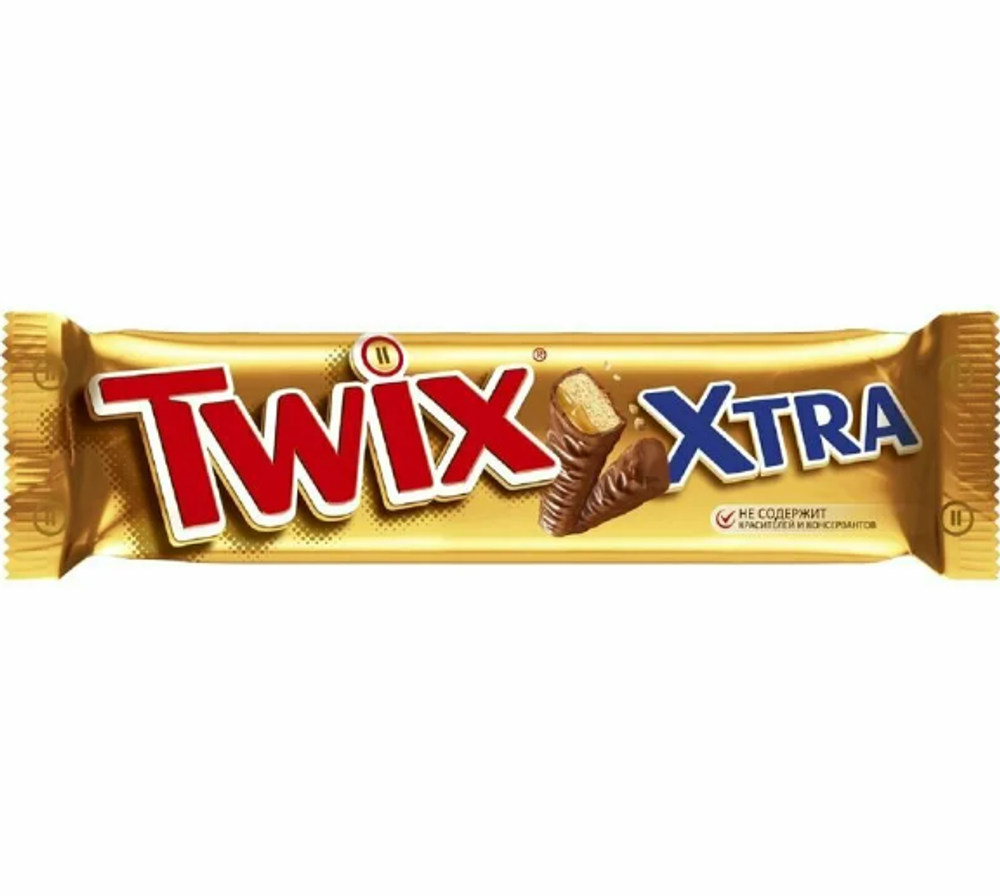 Шоколадный батончик Twix Extra молочный, 82г
