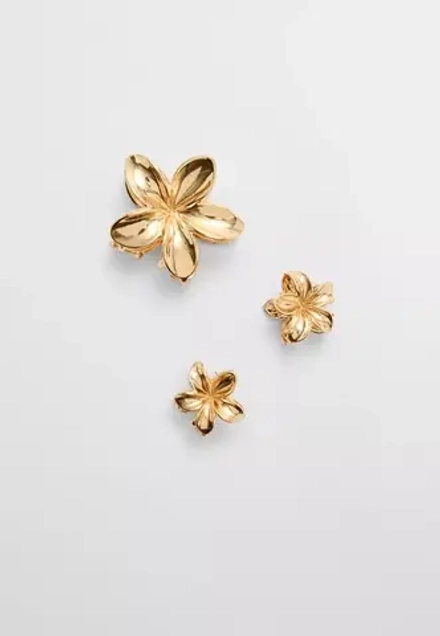 STRADIVARIUS Набор из 3 мини-заколок для волос в виде цветов, золотой